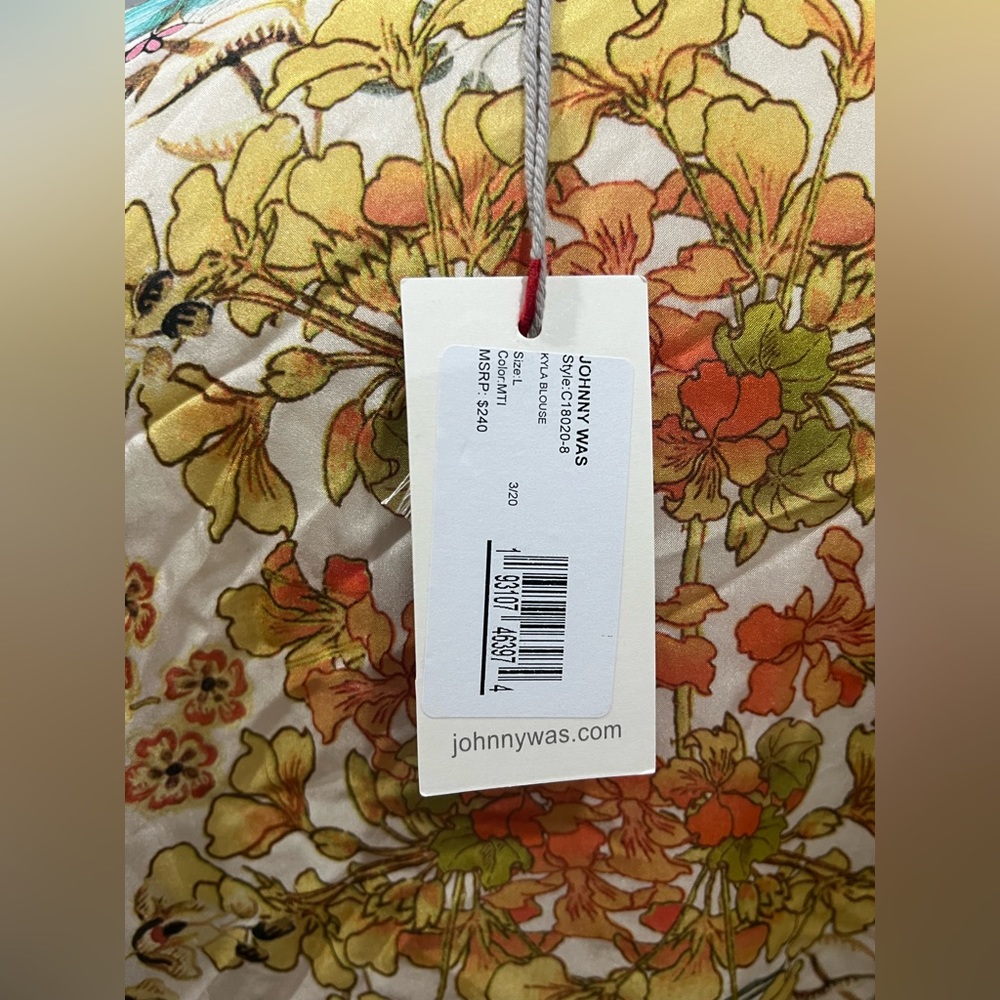 Johnny Was Kyla Blouse Silk Floral - Picture 7 of 9